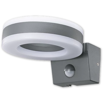 TRACON Mozgásérzékelős fali lámpatest, gyűrű forma, antracit, 230VAC, 20W, 1700lm, 4500K, 10s-5m, 3-2000lx, 9m, IP65, EEI=F (SLOMA20W)