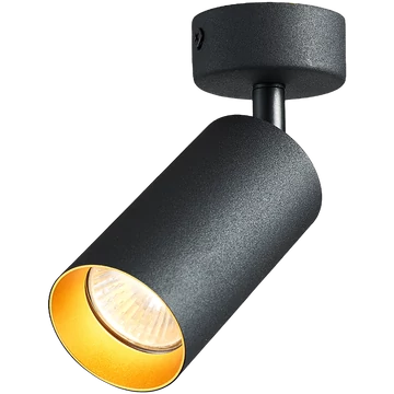 TRACON Mennyezeti állítható spot lámpatest, fekete, arany reflektor, 100-240VAC, 50Hz, 1xGU10, max.35W (SPGU10MA1GB)