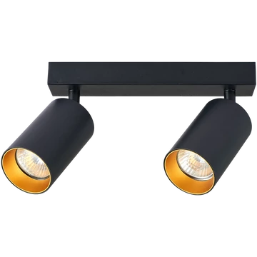 TRACON Mennyezeti állítható spot lámpatest, fekete, arany reflektor, 100-240VAC, 50Hz, 2xGU10, max.2x35W (SPGU10MA2GB)