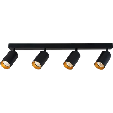 TRACON Mennyezeti állítható spot lámpatest, fekete, arany reflektor, 100-240VAC, 50Hz, 4xGU10, max.4x35W (SPGU10MA4GB)