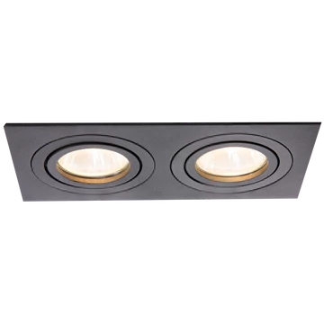 TRACON Süllyesztett spot lámpatest, négyzetes, dönthető, fekete, 173x93x24mm (SPND2B)