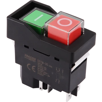 TRACON Relés biztonsági kapcsoló, bepattintható, fekete kerettel, 5PIN, 230 VAC, 12A/AC3, IP54, 6,3x0,8 (SSTM-035)