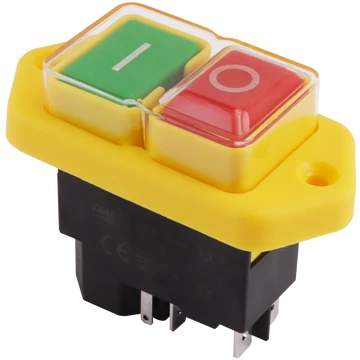 TRACON Relés biztonsági kapcsoló, csavarozható, sárga kerettel, 5PIN, 230 VAC, 12A/AC3, IP54, 6,3x0,8 (SSTM-045)
