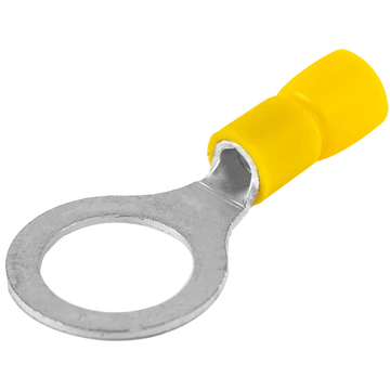 TRACON Szigetelt szemes saru, ónozott elektrolitréz, sárga, 6mm2, M10, (d1=3,4mm, d2=10,5mm), PVC (SSZ10)