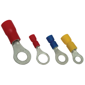 TRACON Szigetelt szemes saru, ónozott elektrolitréz, sárga, 25mm2, M5, (d1=7,7mm, d2=5,3mm), PVC (SSZ25-5)