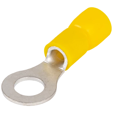 TRACON Szigetelt szemes saru, ónozott elektrolitréz, sárga, 6mm2, M4, (d1=3,4mm, d2=4,4mm), PVC (SSZ4)