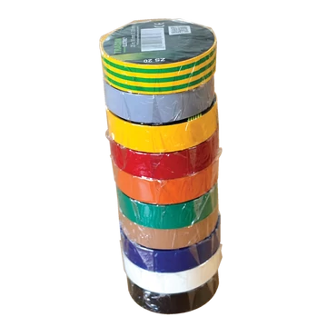 TRACON Szigetelőszalag válogatás különböző színekben, 10 db/cs, 20mx18mm, PVC, 0-90°C, 40kV/mm (SZIG-SET20)