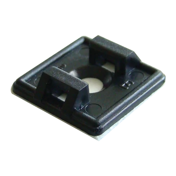 TRACON Öntapadós/csavarozható, 2oldalt fűzhető kötegelő talp, fekete, 18,7x18,7mm, d=4,4mm,PA6.6 (TALP191-2)