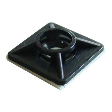 TRACON Öntapadós/csavarozható, 4oldalt fűzhető kötegelő talp, fekete, 20x20mm, d=2,9mm, PA6.6 (TALP191)