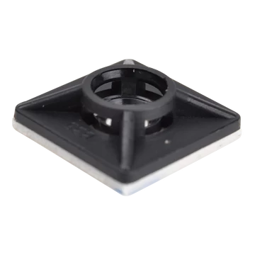 TRACON Öntapadós/csavarozható, 4oldalt fűzhető kötegelő talp, fekete, 19x19mm, d=5mm, PA6.6, 3M (TALP201)