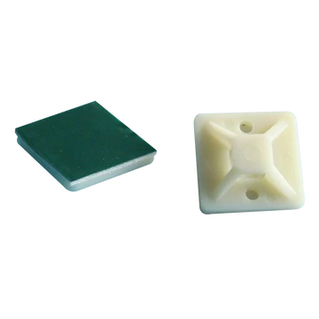 TRACON Öntapadós/csavarozható, 4oldalt fűzhető kötegelő talp, natúr, 25x25mm, d=3,5mm, PA6.6 (TALP270)