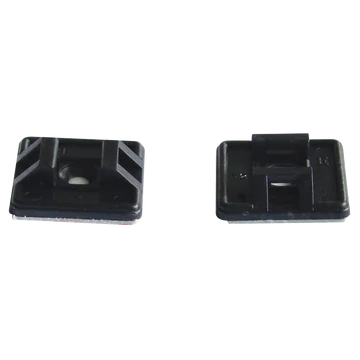 TRACON Öntapadós/csavarozható, 2oldalt fűzhető kötegelő talp, fekete, 26,5x26,5mm, d=4,3mm, PA6.6 (TALP271-2)