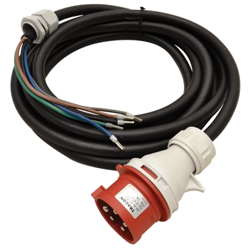 TRACON Gumikábel ipari csatlakozó dobozhoz, GT 5x2,5mm2, 16A, 5p, 2,5m (TDB-CABLE5P16)