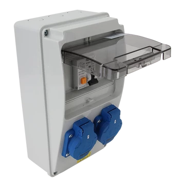 TRACON Csatlakozó doboz védelemmel, vezetékezett, készre szerelt, Prot.: RCBO, Out: 2xSCHUKO (TDB02-6MV)