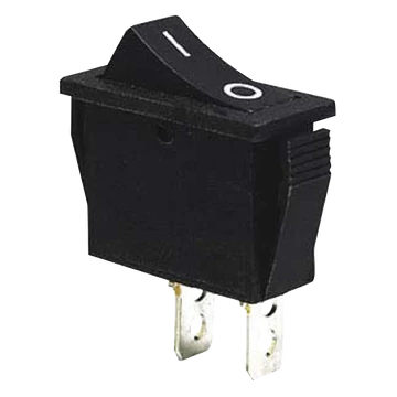 TRACON Készülékkapcsoló, BE-KI, fekete (0-I felirat), 16(6)A, 250V AC (TES-13)