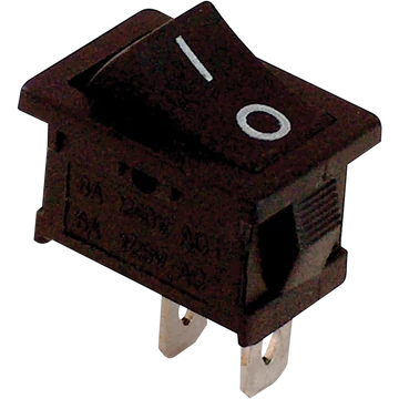 TRACON Készülékkapcsoló, BE-KI, fekete (0-I felirat), 16(6)A, 250V AC (TES-34)