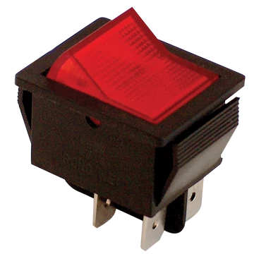 TRACON Készülékkapcsoló, BE-KI, 2-pólus, piros, világító raszter, 16(6)A, 250V AC (TES-41)