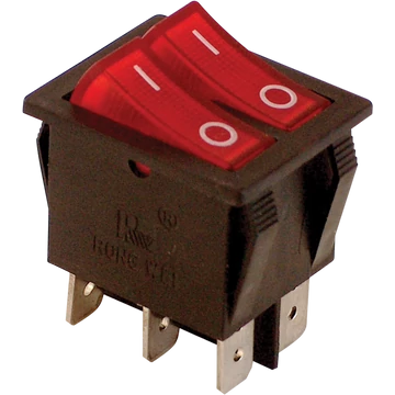 TRACON Készülékkapcsoló, BE-KI, 2-áramkör, piros, 0-I felirattal, 16(6)A, 250V AC (TES-43)