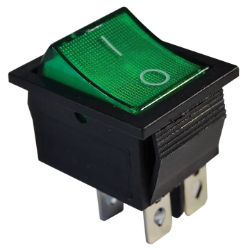 TRACON Készülékkapcsoló, BE-KI, 2P, világító, zöld, 0-I felirattal, 16(6)A, 250V AC (TES-44)