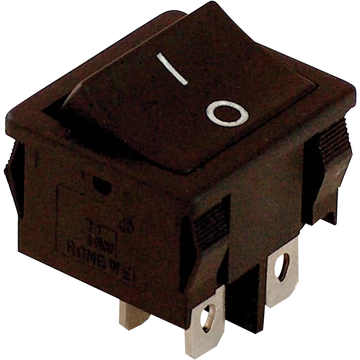 TRACON Készülékkapcsoló, BE-KI, 2-pólus, fekete, 0-I felirattal, 16(6)A, 250V AC (TES-51)