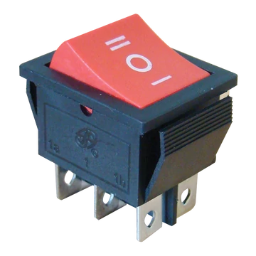TRACON Készülékkapcsoló, háromállású, piros, I-0-II felirattal, 16(6)A, 250V AC (TES-52)