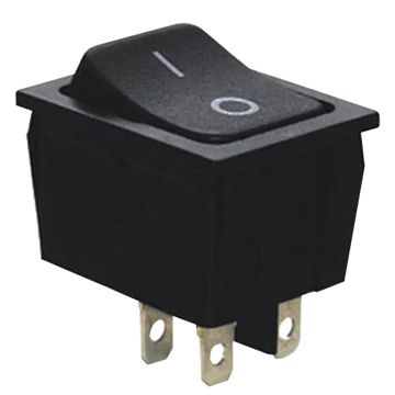TRACON Készülékkapcsoló, BE-KI, 2-pólus, fekete, 0-I felirattal, 16(6)A, 250V AC (TES-53)