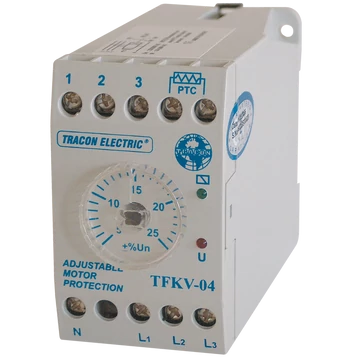 TRACON Védőrelé, feszültségfigyelő 3 fázisra aszim/túlmel. véd, 3x230/400V AC,+/-5% - +/-25%, 5A/250V AC (TFKV-04)