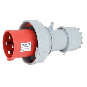 TRACON Ipari csatlakozó dugó, fokozott védelemmel, 63A, 400V, 3P+E, 6h, IP67 (TICS-034)
