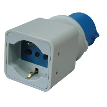 TRACON Csatlakozó adapter, CEE/Schuko, 16A, 250V, IN 2P+E 6h (CEE), OUT 2P+E (Schuko) (TICS-A1)