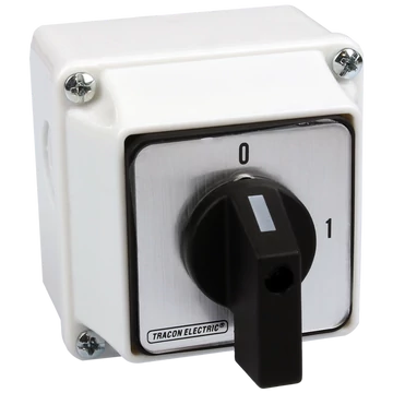 TRACON Tokozott kézikapcsoló, BE-KI, 400V, 50Hz, 20A, 4P, 5,5kW, 48x48mm, 90°, IP44 (TK-209/4T)