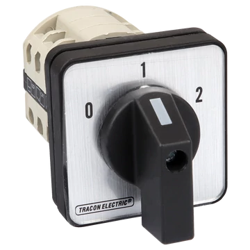 TRACON Választókapcsoló, 0-1-2, 400V, 50Hz, 32A, 2x3P, 11kW, 64x64mm, 60° (TKB-326/3)
