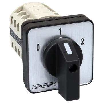 TRACON Választókapcsoló, 0-1-2, 400V, 50Hz, 32A, 2x4P, 11kW, 64x64mm, 60° (TKB-326/4)