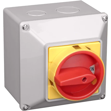 TRACON Tokozott főkapcsoló, lakatolható, BE-KI, 400V, 50Hz, 20A, 4P, 5,5kW, 48x48mm, IP44 (TKFL-20T)