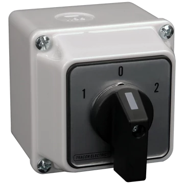 TRACON Tokozott közvetlen irányváltó motorkapcsoló, 1-0-2, 400V, 50Hz, 32A, 11kW, 64x64mm, IP65 (TKM-32/NT65)