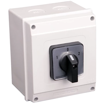 TRACON Tokozott közvetlen irányváltó motorkapcsoló, 1-0-2, 400V, 50Hz, 63A, 18,5kW, 64x64mm, IP65 (TKM-63/NT65)