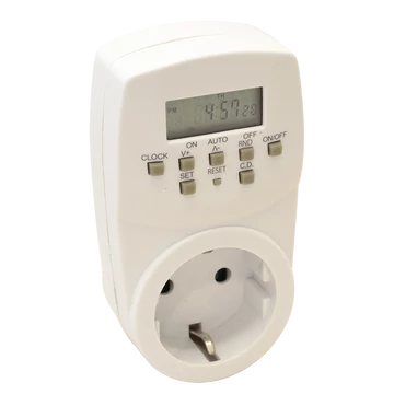 TRACON Dugaszolható elektronikus kapcsolóóra, heti, 230V, 16A, IP20 (TKO-DHE)
