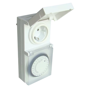 TRACON Dugaszolható napi kapcsolóóra, elektromechanikus, 230V, 16A, IP44 (TKO-DNV)