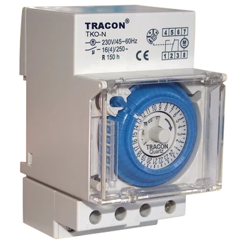 TRACON Sorolható kapcsolóóra, napi, elektromechanikus, 230V, 16(4) A (TKO-N)