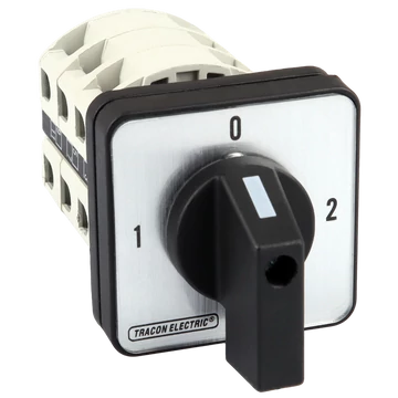 TRACON Választókapcsoló, 1-0-2, 400V, 50Hz, 25A, 2x3P, 7,5kW, 48x48mm, 90° (TKV-259/3)