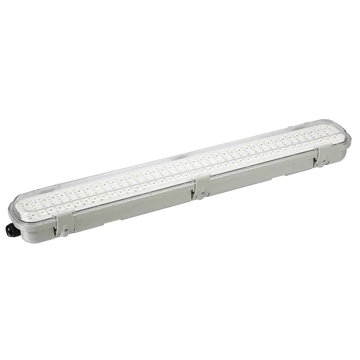 TRACON Védett LED ipari lámpatest radaros mozgásérzékelővel, 230VAC, 18W, 600mm, 360°, IP65, 1-8m, 10s-12m, 3-2000lx, EEI=G (TLFVLM18W)