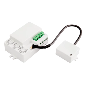 TRACON Mozgásérzékelő, radaros, lámpatestekbe, külső érzékelővel, 230V, 50Hz, 5,8GHz, 360°, 2-8m, 10s-12min, 3-2000lux, IP20 (TMB-L01M)