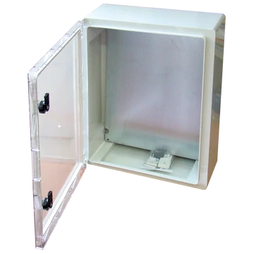TRACON Műanyag elosztószekrény átlátszó ajtóval, HxWxD = 400x300x165mm, IP65, IK10, 1000V AC/DC, RAL7035 (TME403017T)