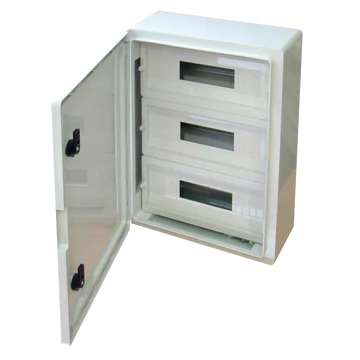 TRACON Műanyag elosztószekrény maszkos, 3x17 mod, HxWxD = 500x400x175mm, IP65, IK10, 1000V AC/DC (TME504018M)