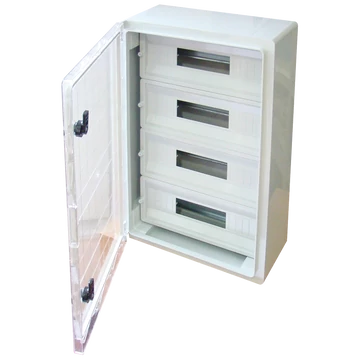 TRACON Műanyag elosztószekrény maszkos átlátszó ajtóval, 4x17 mod, HxWxD = 600x400x200mm, IP65, IK10, 1000V AC/DC (TME604020MT)
