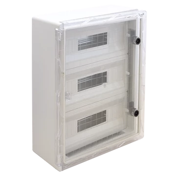 TRACON Műanyag elosztószekrény maszkos átlátszó ajtóval, 3x22mod, HxWxD = 600x500x220mm, IP65, IK10, 1000V AC/DC (TME605022MT)