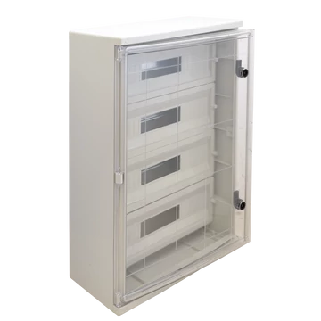 TRACON Műanyag elosztószekrény maszkos átlátszó ajtóval, 4x22 mod, HxWxD = 700x500x245mm, IP65, IK10, 1000V AC/DC (TME705025MT)