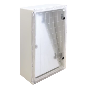 TRACON Műanyag elosztószekrény átlátszó ajtóval, HxWxD = 700x500x245mm, IP65, IK10, 1000V AC/DC, RAL7035 (TME705025T)
