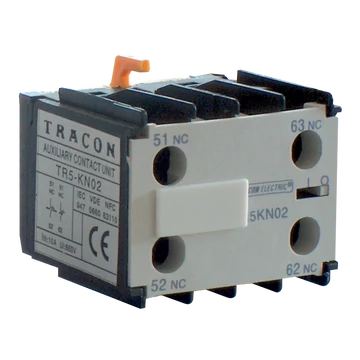 TRACON Homlokoldali segédérintkező TR1K segédkontaktorokhoz, 230V, 50Hz, 2A, 1xNO+3xNC (TR5KN13)