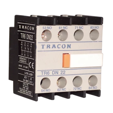 TRACON Homlokoldali segédérintkező TR1D/F és TR1E kontaktorokhoz, 230V, 50Hz, 2A, 3xNC+1xNO (TR6DN13)