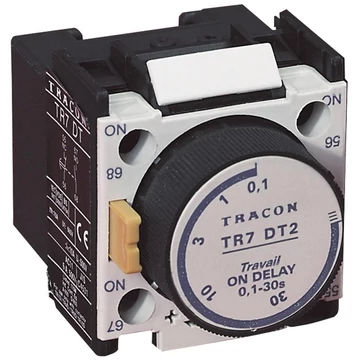 TRACON Időzítő egység TR1D/F kontaktorokhoz, meghúzás-késleltetéses,0,1-30sec, 1xNC+1xNO (TR7DT2)